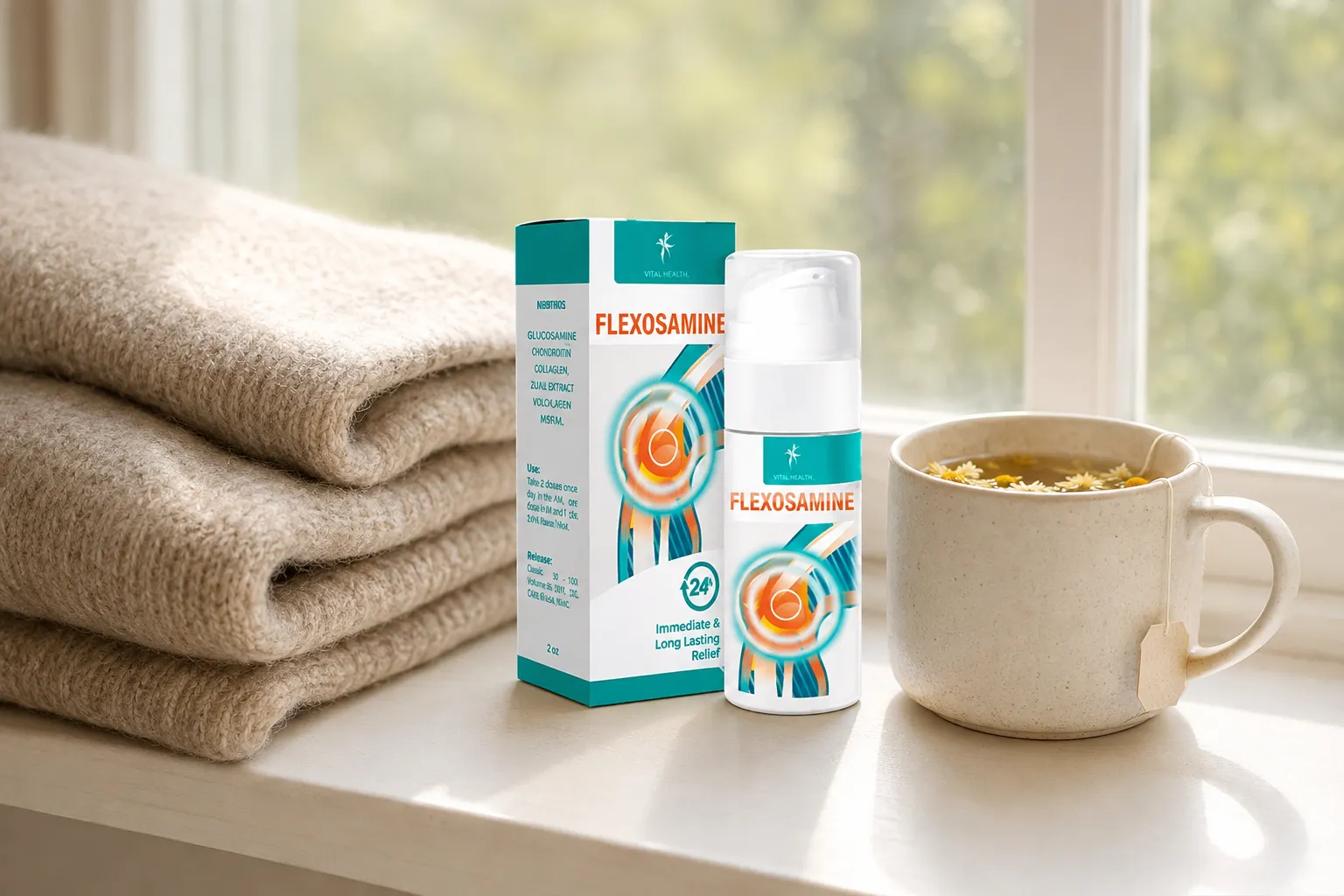 Flexosamine Gel — Verpackung im Alltag