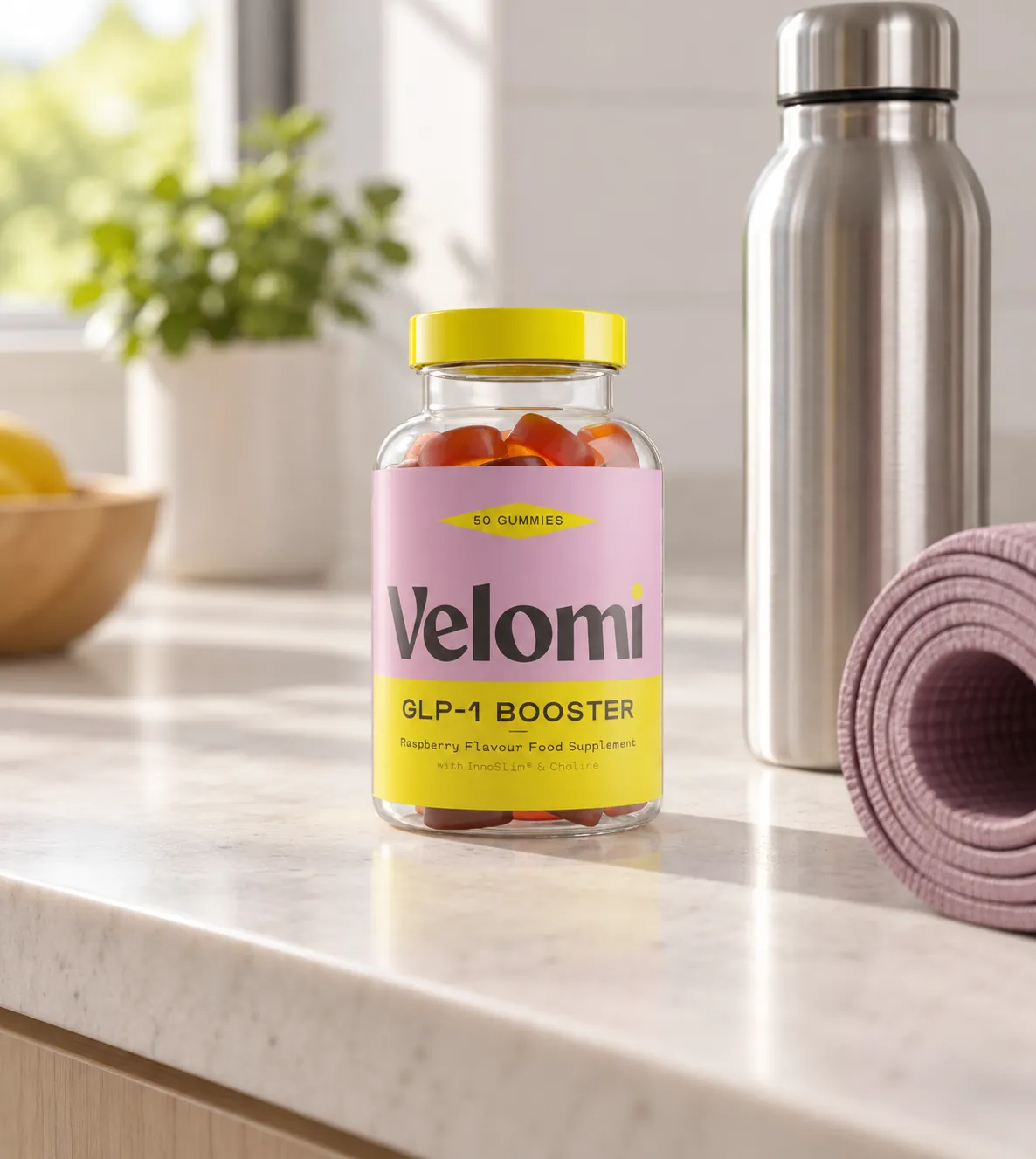Velomi GLP-1 Gummies — Verpackung im Alltag